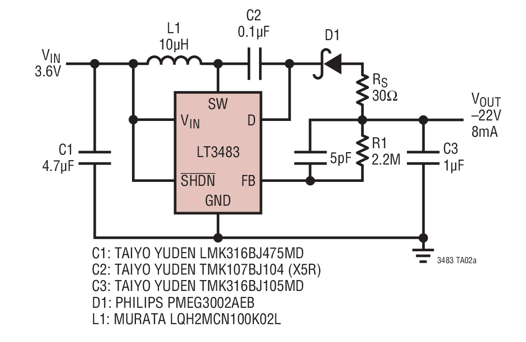 3.6V to –22V DC/DC Converter