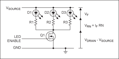 Figure 3. LED biasing with a single resistor per LED