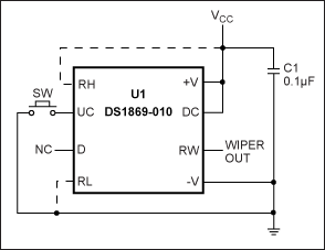 Figure 3. Single contact mode using a pushbutton input.