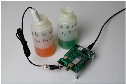 pH measurement setup of EmStat Pico dev board