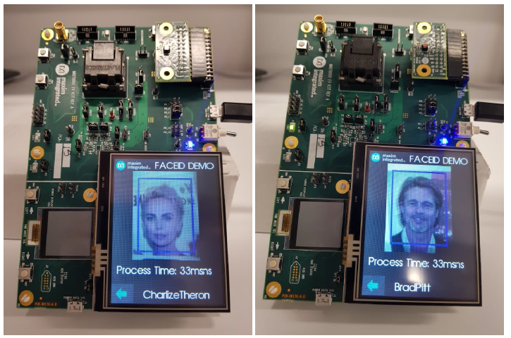 Figure 12. Screenshots from the FaceID application on the MAX78000 with the subject database given in Figure 11.