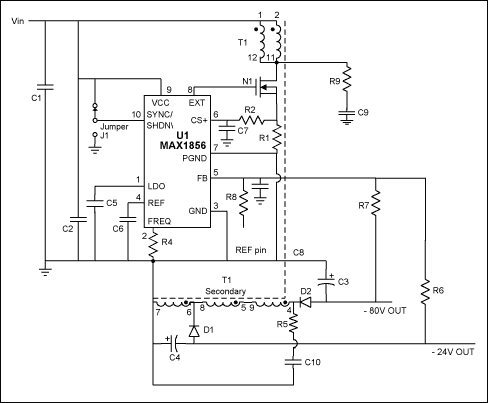 Figure 1. Dual negative output power supply.