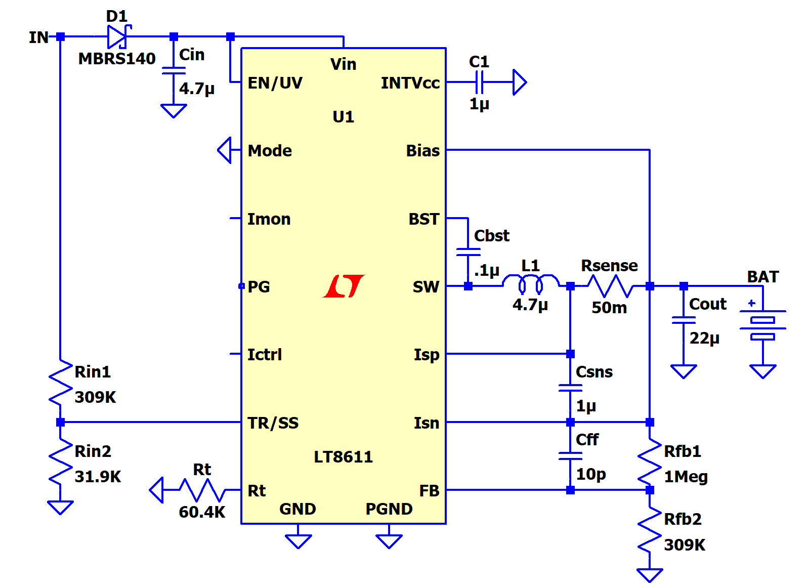 Figure 2 - LT8611 CCCV Battery Charger with Input Voltage Regulation