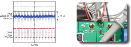 Figure 10. DC bench supply has low output ripple for a mixed-mode supply with small 60µF COUT.