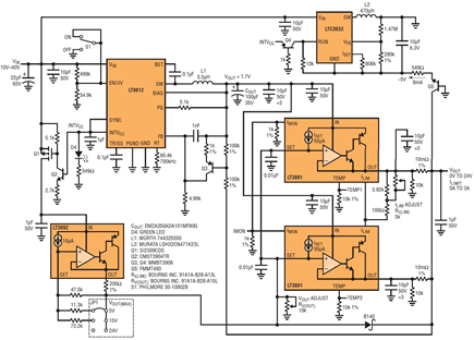 Figure 2. Complete 0V–24V, 0A–3A DC bench supply.