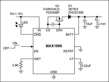 Figure 3. The MAX1898 single-cell Li+ linear charger.