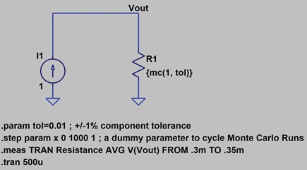 LTspice schematic for a simulated 1001-point