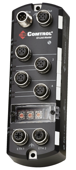 Figure 4. The IO-Link to industrial Ethernet/fieldbus interface can be made with a gateway device like the Comtrol IO-Link Master shown here. Graphic courtesy of www.comtrol.com.