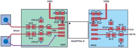 Figure 7. A recommended PCB layout for an ADuM770x-8 circuit.