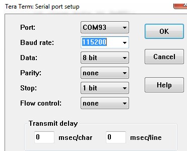 Fig. 11. Setting parameters for COM port.