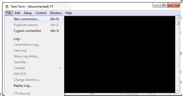 Fig. 8. Setting up new connection on Tera Term