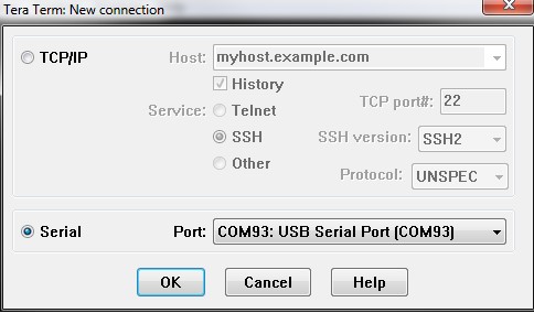 Fig. 9. Setting up Serial COM port