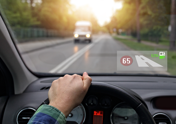 Car equipped with HUD display.