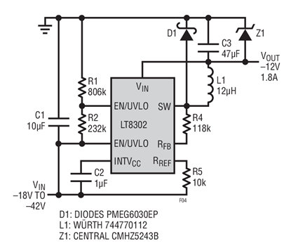 Negative Input to Negative Output Buck Converter