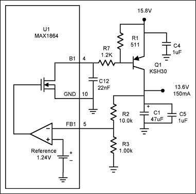 Figure 2. The addition of R7 and C12 provides switching noise reduction.