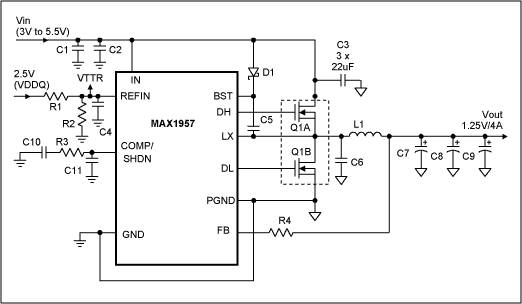 Figure 2. MAX1957 typical application circuit for V<sub>TT</sub> and V<sub>TTR</sub>.