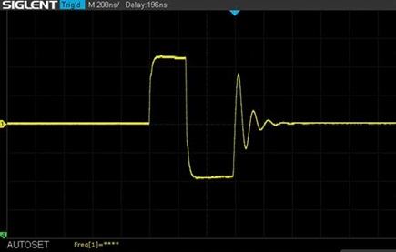 Figure 6. Oscilloscope screen capture of a typical MAX38640A VLX waveform with light load.