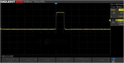 Figure 12. Oscilloscope screen capture of a typical MAX20343H HVLX waveform with 10 mA light load.