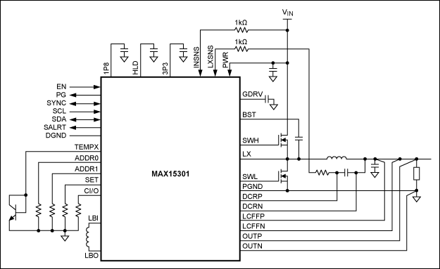 Figure 13. The MAX15301 typical operating circuit.