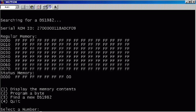 Figure 5. Screen Print of TMEPROM Program.