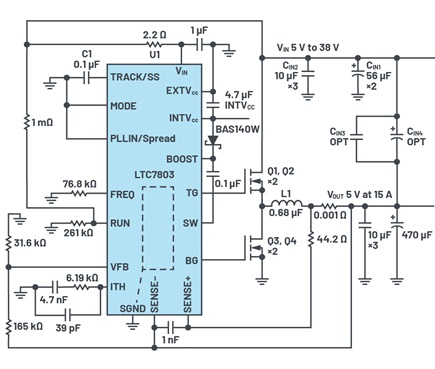  Electrical schematic of a step-down