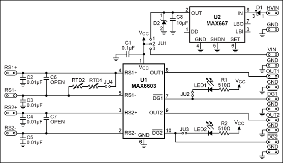 图2. MAX6603EVKIT原理图