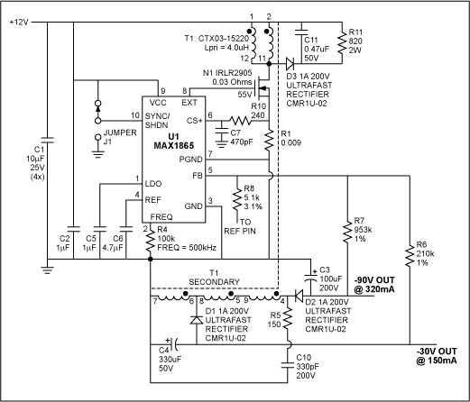 Figure 1. Schematic for SLIC power supply.