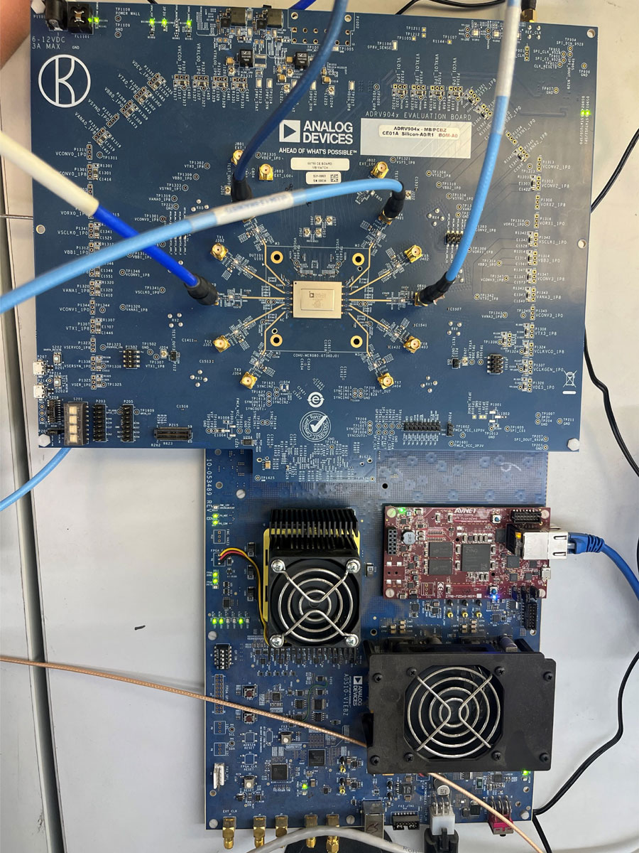 Figure 14. ADS10-V1EBZ (motherboard) and ADRV904X-MB/PCBZ evaluation board.