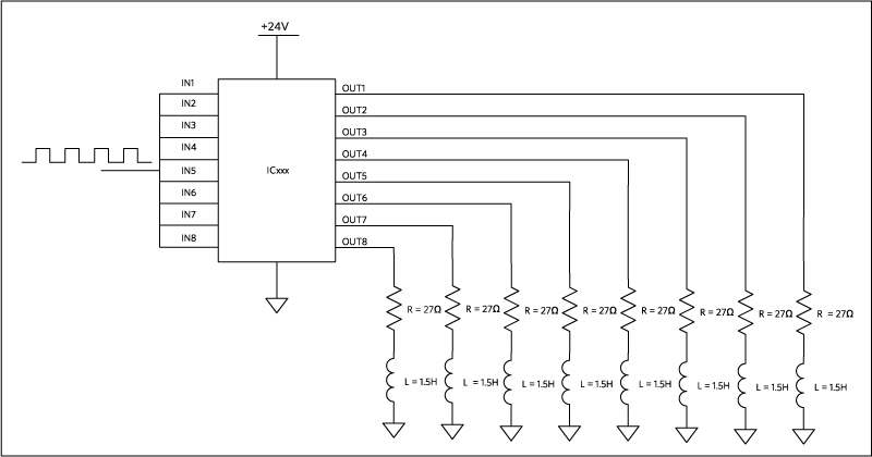 Figure 13. Test circuit for switching inductor loads for all eight channels simultaneously.