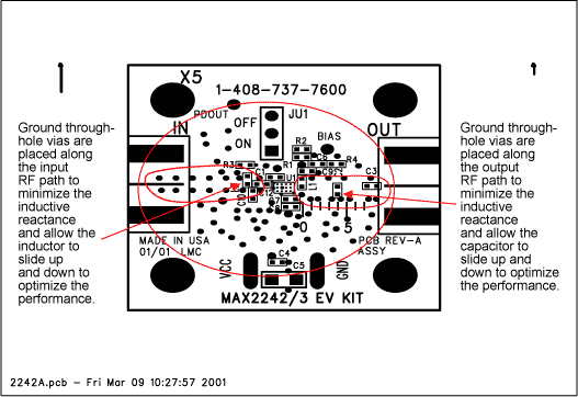 图1. MAX2242评估板顶层元件层视图。