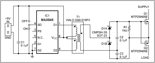 Figure 1. This bidirectional power switch handles moderately high positive, negative, and AC supply voltages.