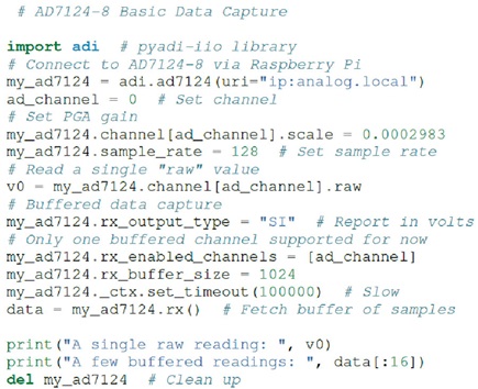 Figure 5. AD7124-8 basic data capture.