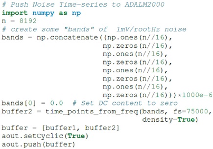 Figure 26. Verify the arbitrary noise with the ADALM2000.