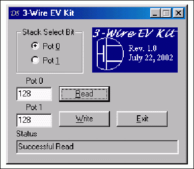 Figure 1. Analog Devices 3-wire evaluation software (DS3wire.exe).