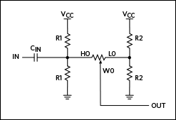 Figure 1. Resistors R1 and R2 add DC bias to an audio circuit