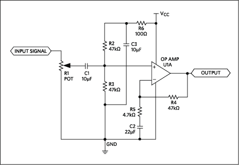 Figure 4. Example of a mechanical potentiometer circuit converted for digital potentiometer use