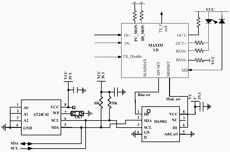 Figure 2. Schematic for LD, DS3902, and AT24C02.