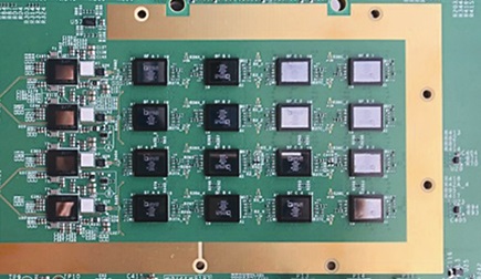 The component side of AiB256 (16 beamformers and four mmWave up/downconverters)