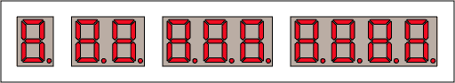 Figure 1. Off-the-shelf standard LED digits - single, dual, triple, and quad.