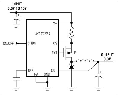 MAX1649、MAX1651：典型工作电路