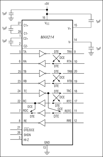 MAX214：典型工作电路