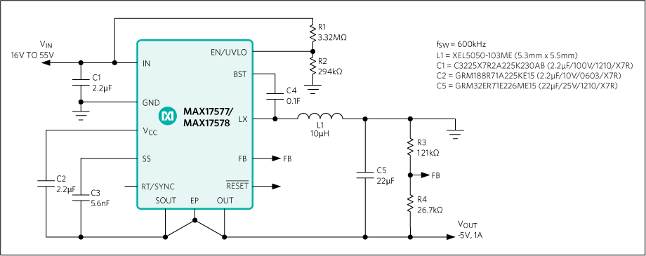 MAX17577, MAX17578: Typical Application Circuit