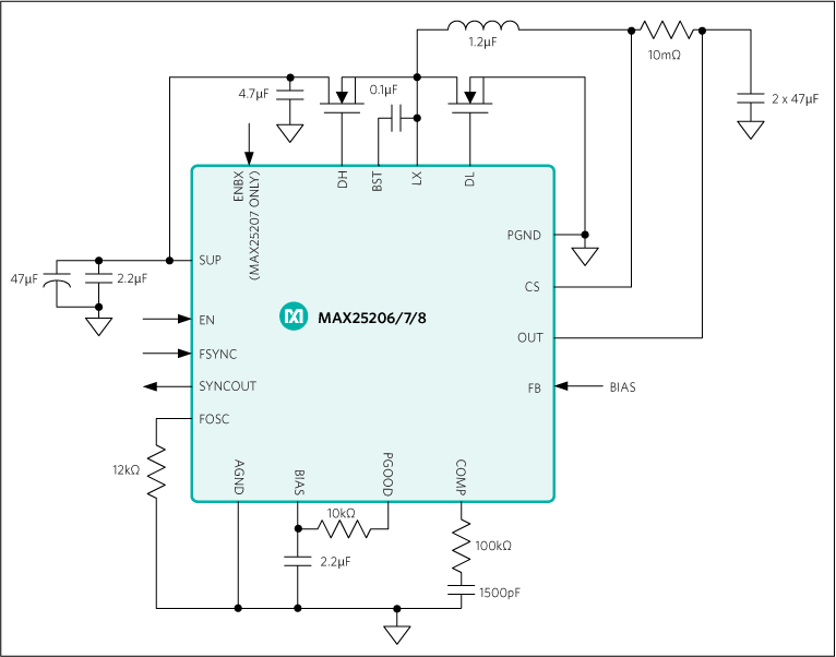 MAX25206, MAX25207, MAX25208: Typical Application Circuit