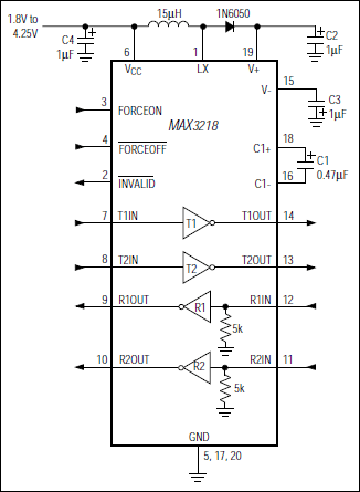 MAX3218：典型工作电路