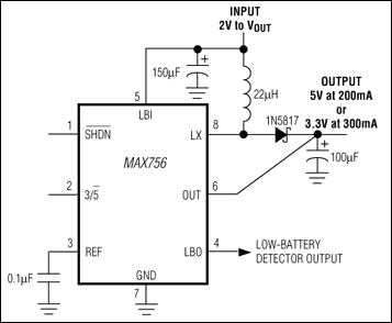 MAX756、MAX757：典型工作电路