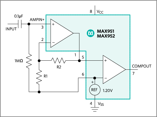 MAX951、MAX952、MAX953、MAX954：典型工作电路