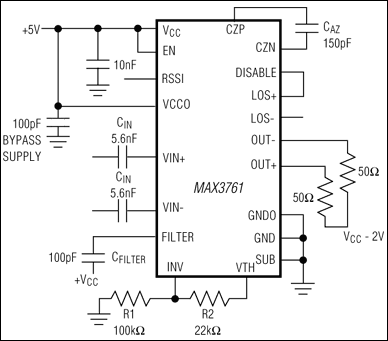 MAX3761、MAX3762：典型工作电路