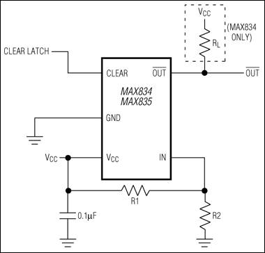 MAX834、MAX835：典型工作电路