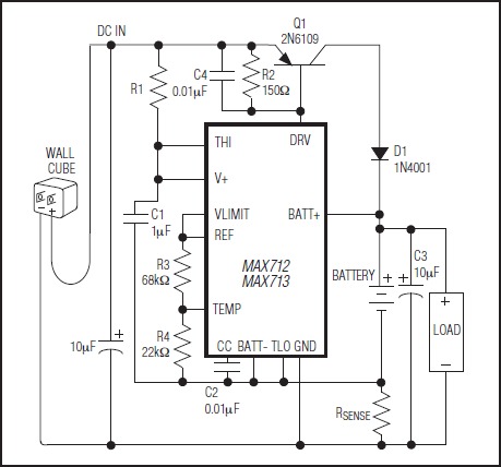 MAX712、MAX713：典型工作电路