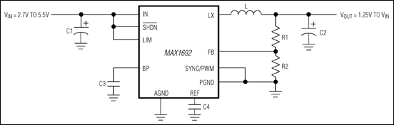 MAX1692：典型工作电路